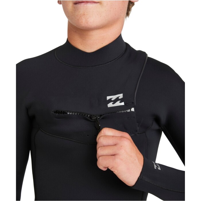 2024 Billabong Junior Foil 4/3mm Chest Zip Neopreno ABBW100155 - Black